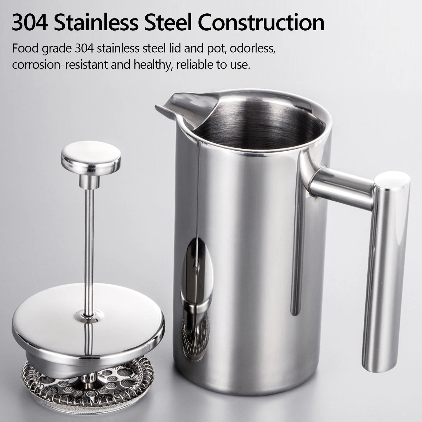 Stainless Steel Double Walled Insulated French Press Coffee Maker | 3 Sizes Available