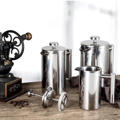 Stainless Steel Double Walled Insulated French Press Coffee Maker | 3 Sizes Available